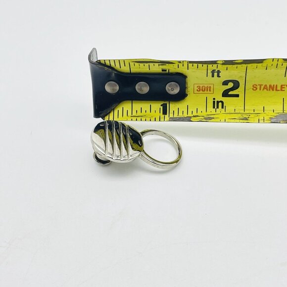 Modern Silver Tone Brooch Circle Ring Minimalist Geometric Statement Eyeglass - Picture 6 of 6